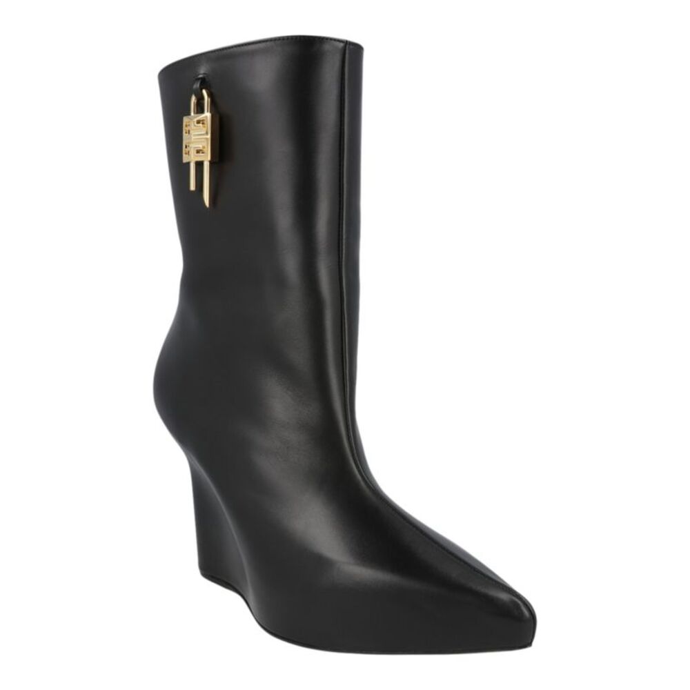 Givenchy G-Lock Leather Wedge Boots Black Womens - Picture 2 of 6